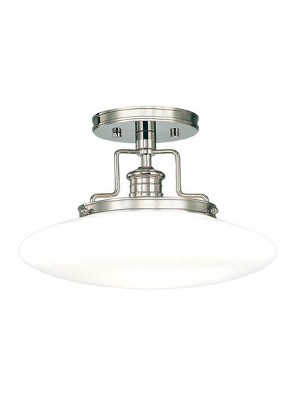 Beacon 15 inch Semi-Flush Ceiling Light in Polished Nickel.
